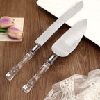 2 Set Knife and Server Stainless Steel with Clear Acrylic Handle - Party Favors with Gift Box 10" & 12"