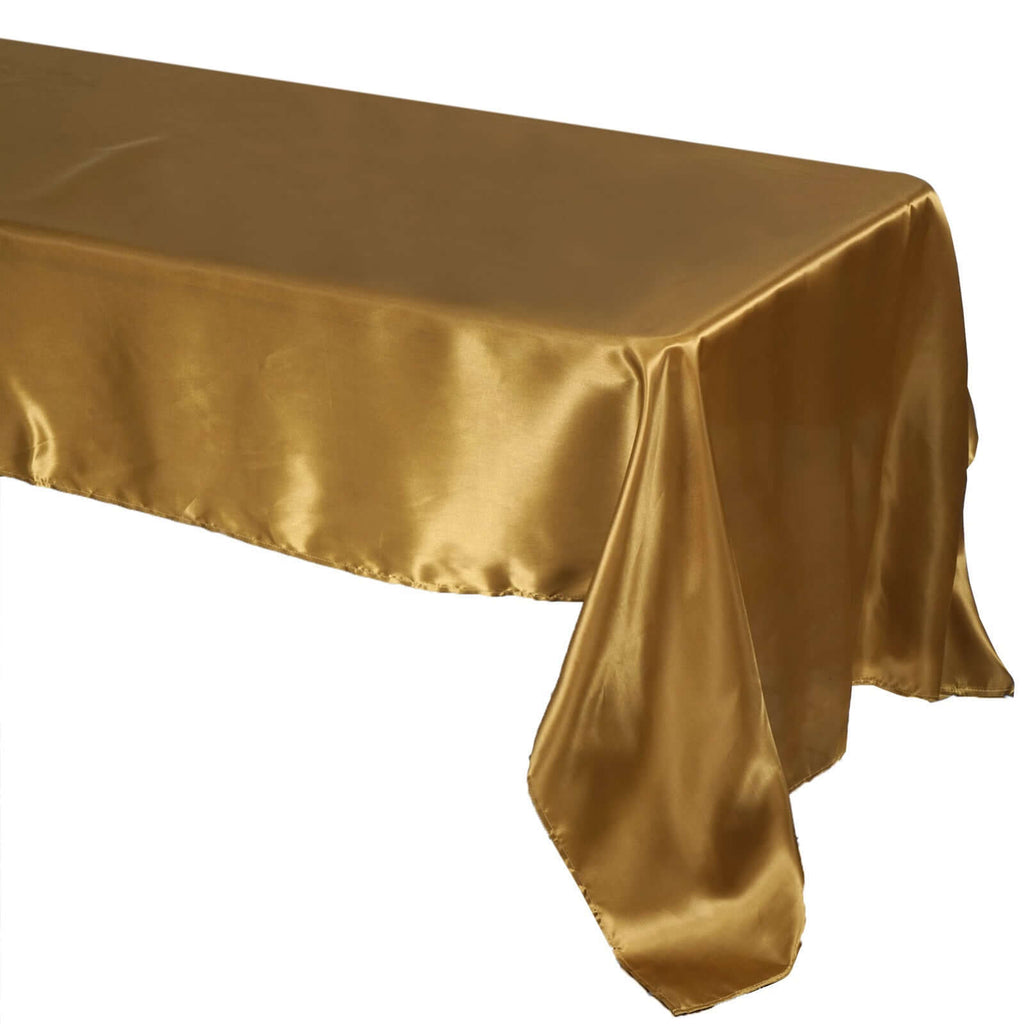 Satin Rectangular 60"x126" Tablecloth Gold - Smooth and Lustrous Finish for Weddings and Parties