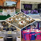 Stretch Spandex Chair Cover Champagne for Folding Chairs - Reusable & Wrinkle-Resistant 160GSM Fitted Slipcover