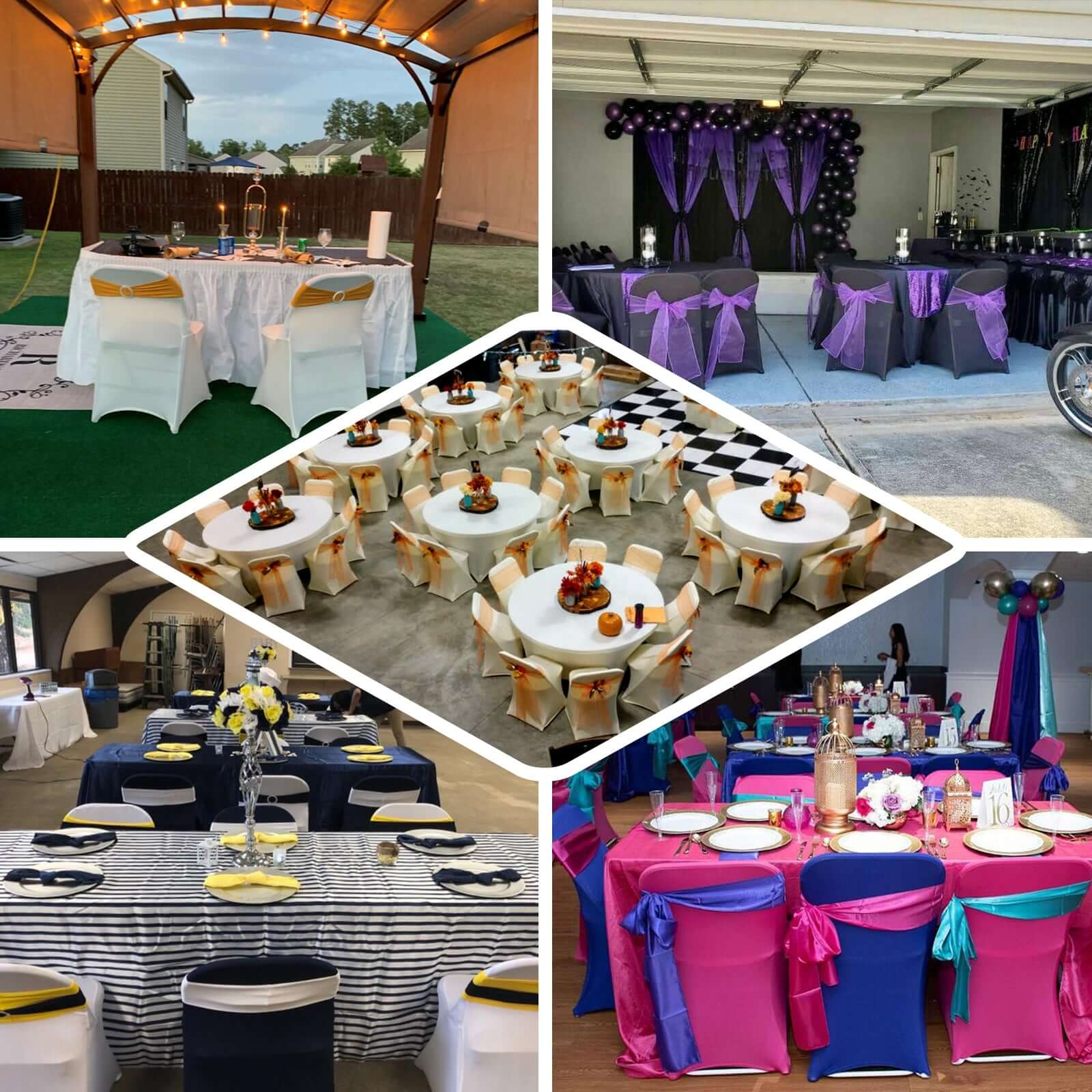 Stretch Spandex Chair Cover Champagne for Folding Chairs - Reusable & Wrinkle-Resistant 160GSM Fitted Slipcover