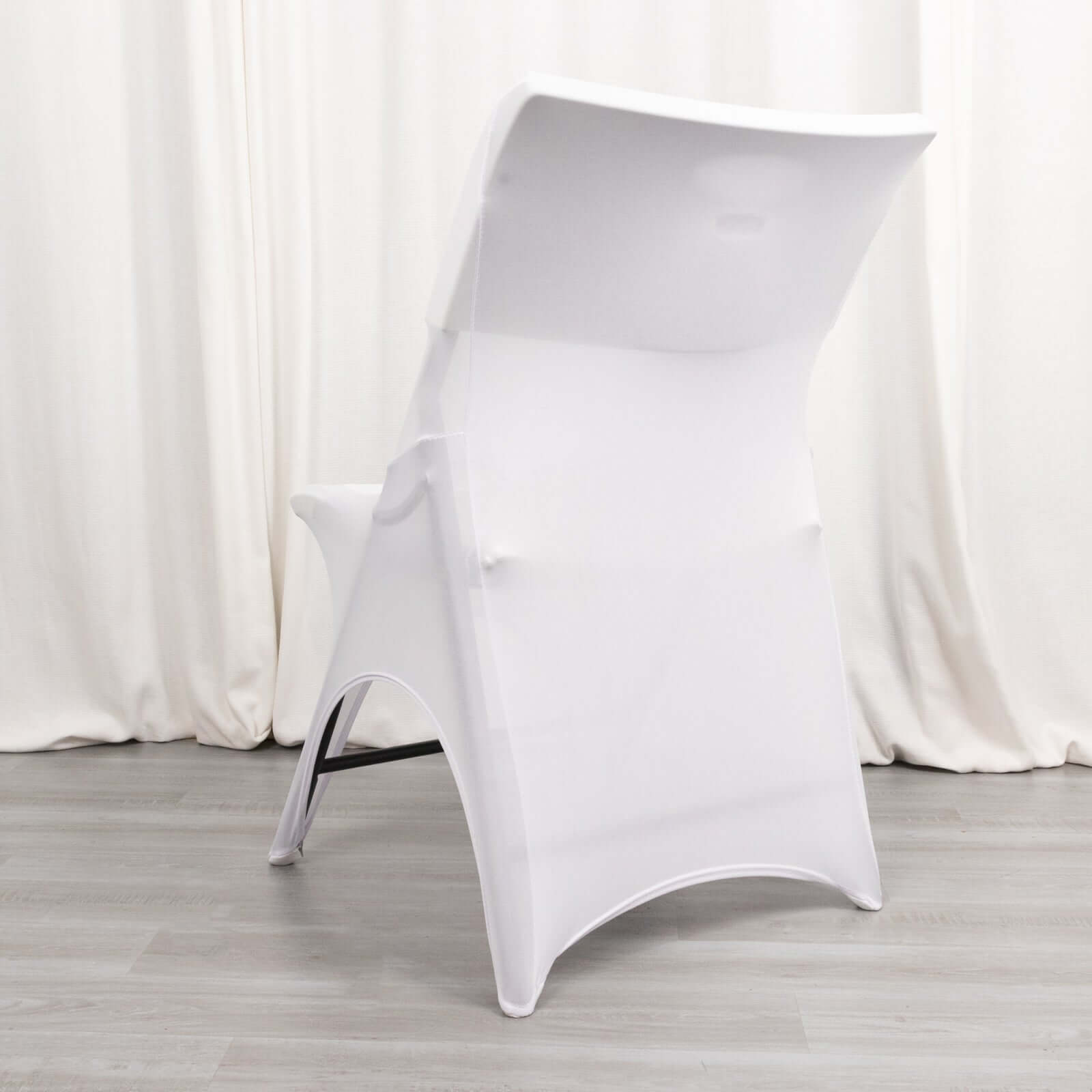 Premium Stretch Spandex Chair Cover White for Folding Chairs - Stylish 3 - Way Open Arch 160GSM Fitted Slipcover with Reinforced Foot Pockets - Bell Racket Store