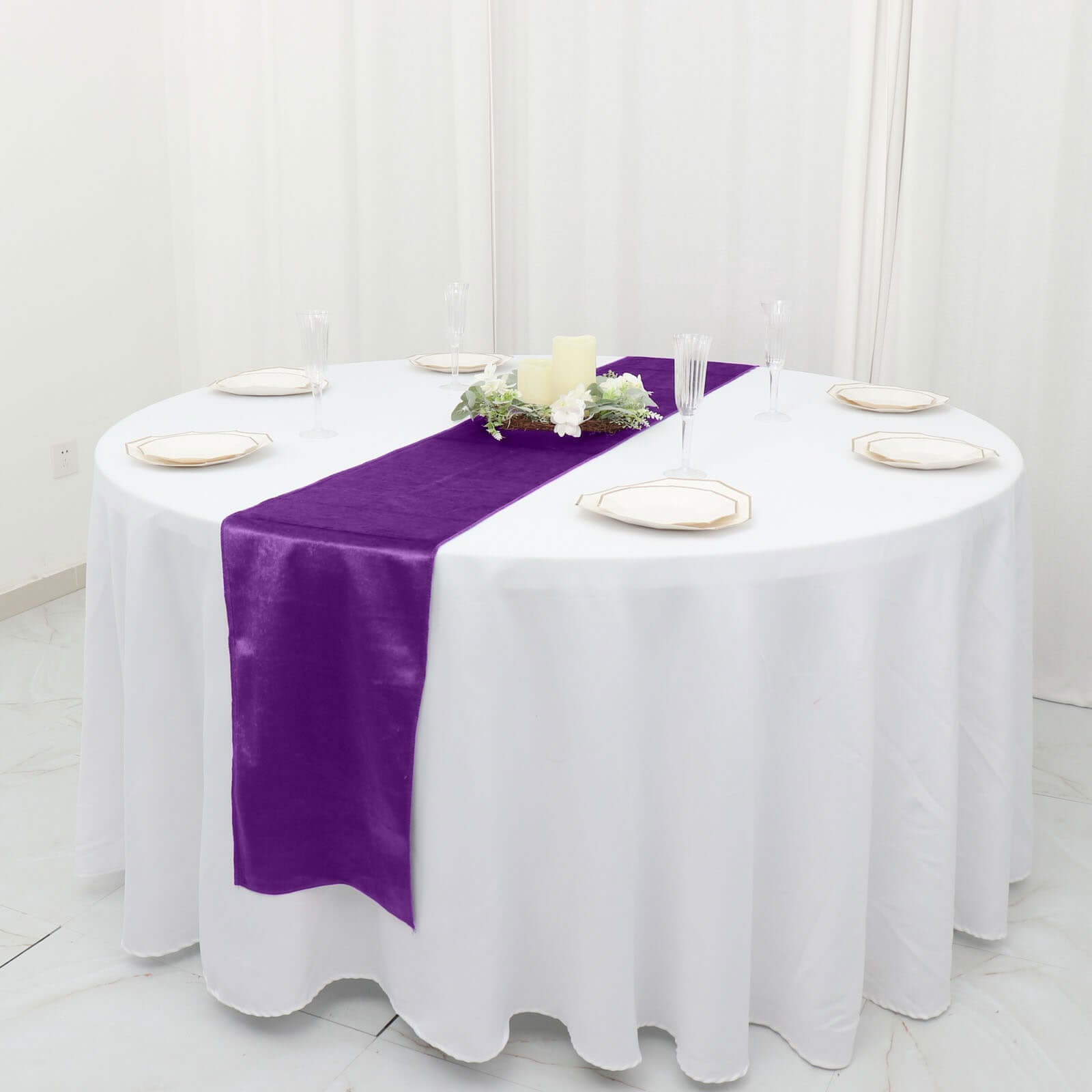 Premium Velvet 12"x108" Table Runner Purple - Sheen Finish Reusable Table Decor - Bell Racket Store