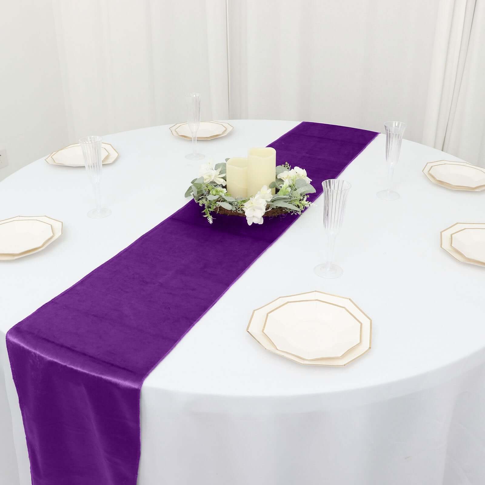 Premium Velvet 12"x108" Table Runner Purple - Sheen Finish Reusable Table Decor - Bell Racket Store
