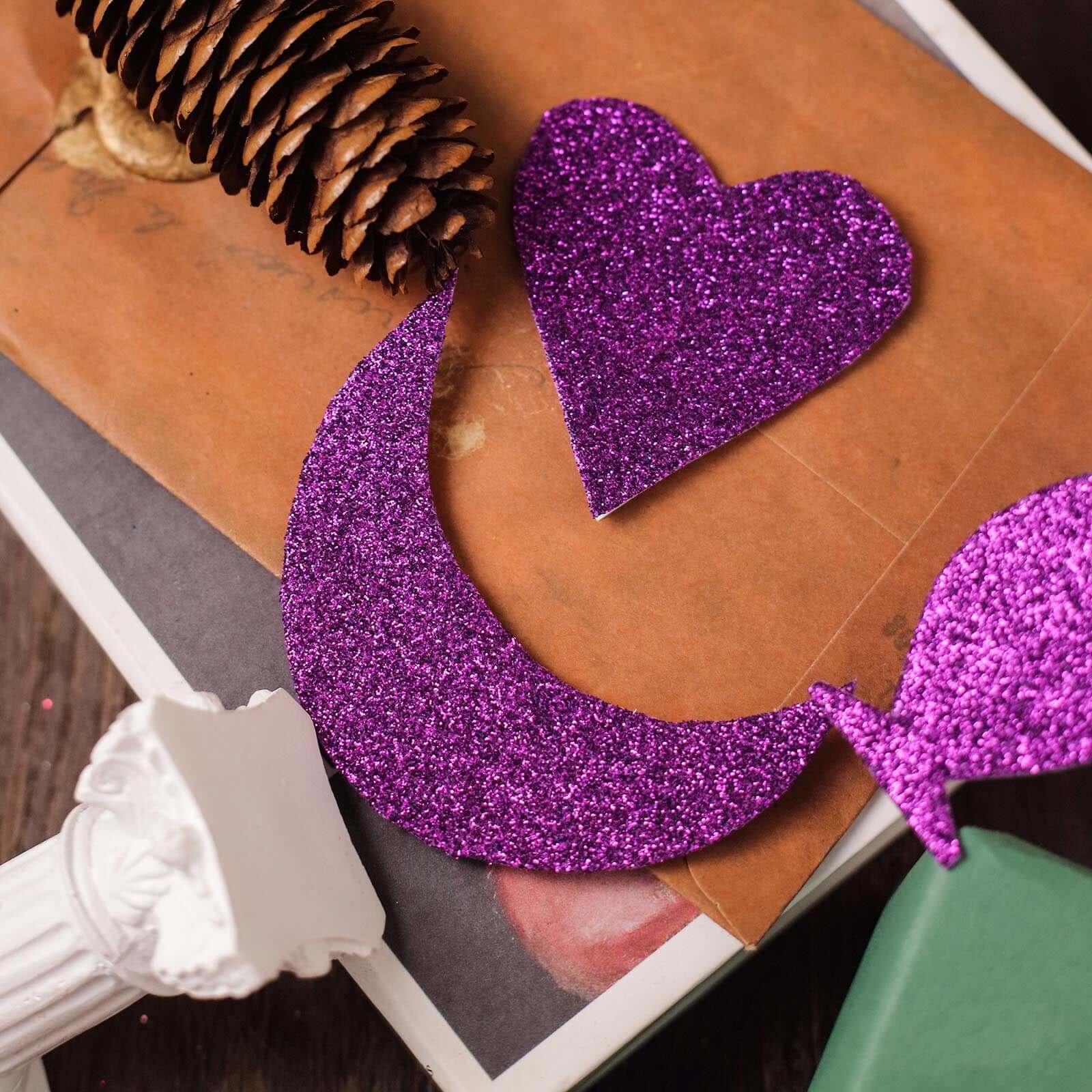 10 Pack Purple Self-Adhesive Glitter DIY Craft Foam Sheets - 12"x10"