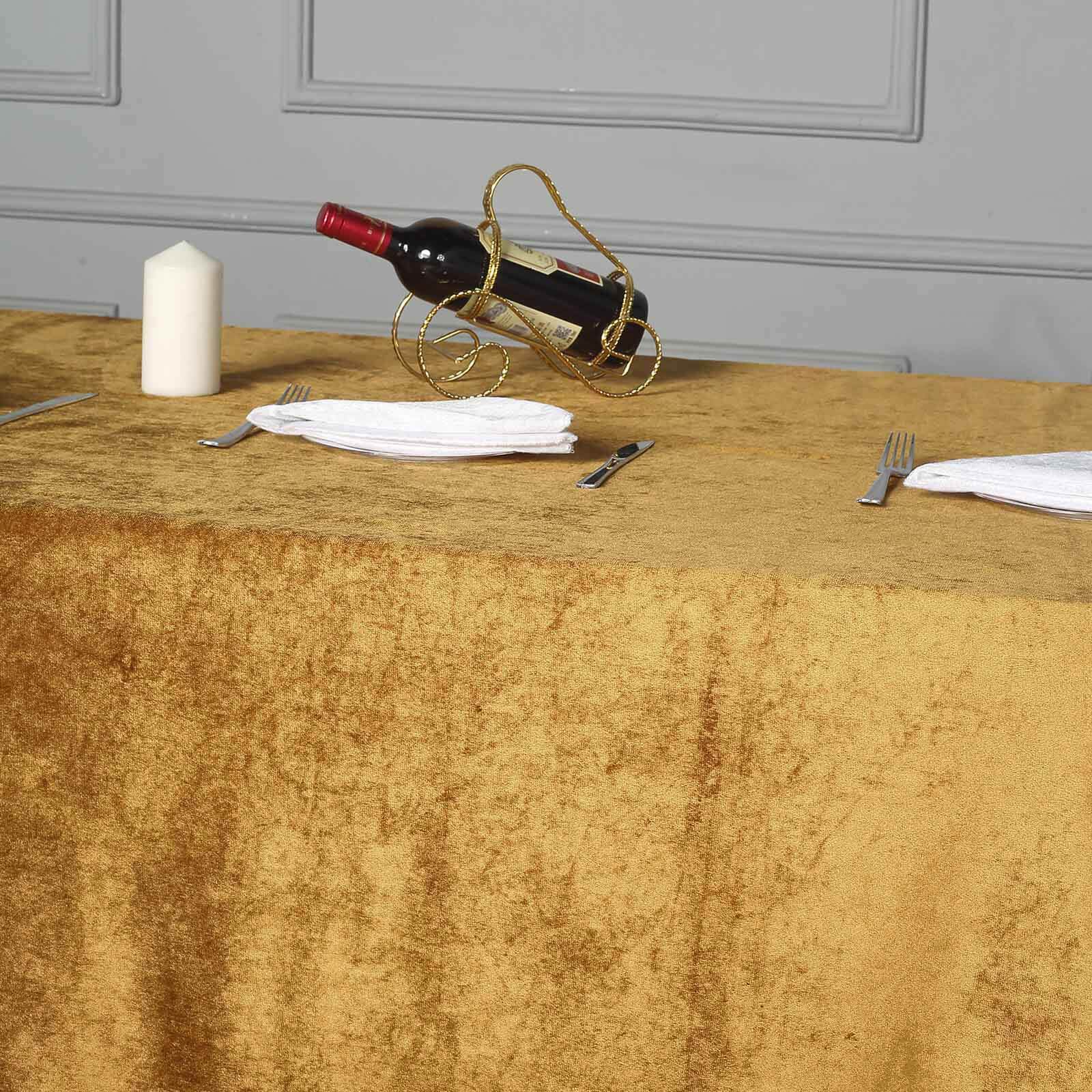 Premium Velvet 90"x156" Rectangle Tablecloth Gold - Reusable Soft & Stylish Seamless Table Cover for Sophisticated Weddings & Events