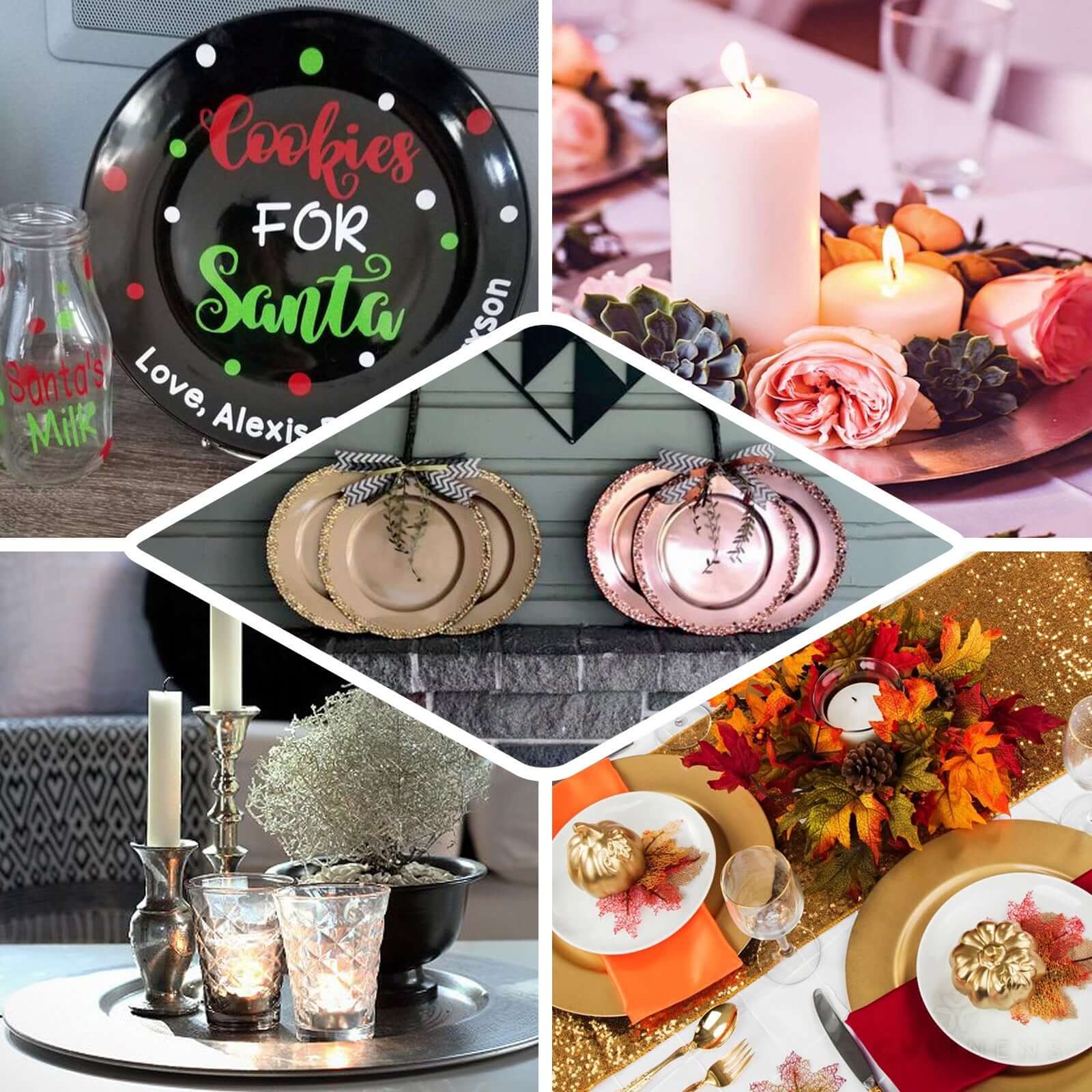 6-Pack Acrylic Round Charger Plates 13" in Black, Dinner Party Decor Charger Tableware