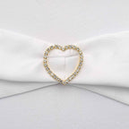 Rhinestone Chair Sash Band Buckle Gold 2" Heart Metal - Glittering Diamond Accent for Weddings & Special Events