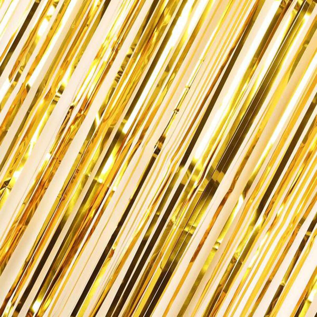 8ft Gold Metallic Tinsel Foil Fringe Doorway Curtain Party Backdrop