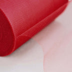 6"x100 Yards Red Tulle Fabric Bolt, Sheer Fabric Spool Roll For Crafts