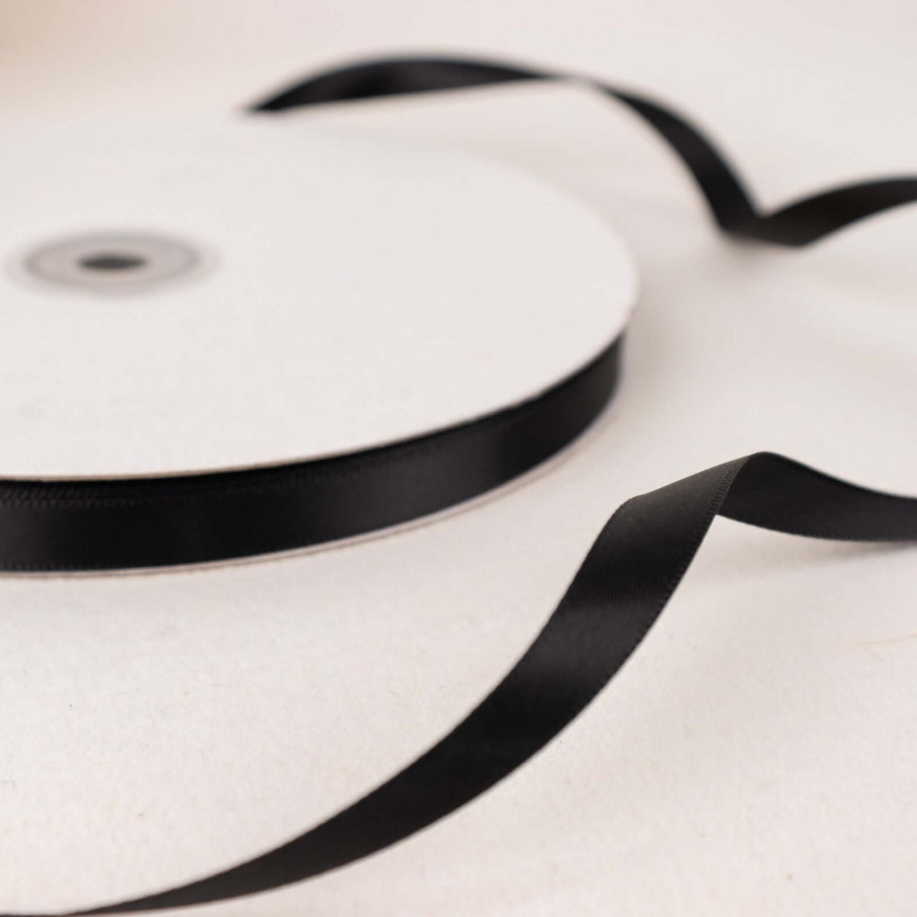 100 Yards 3/8" Black Single Face Decorative Satin Ribbon