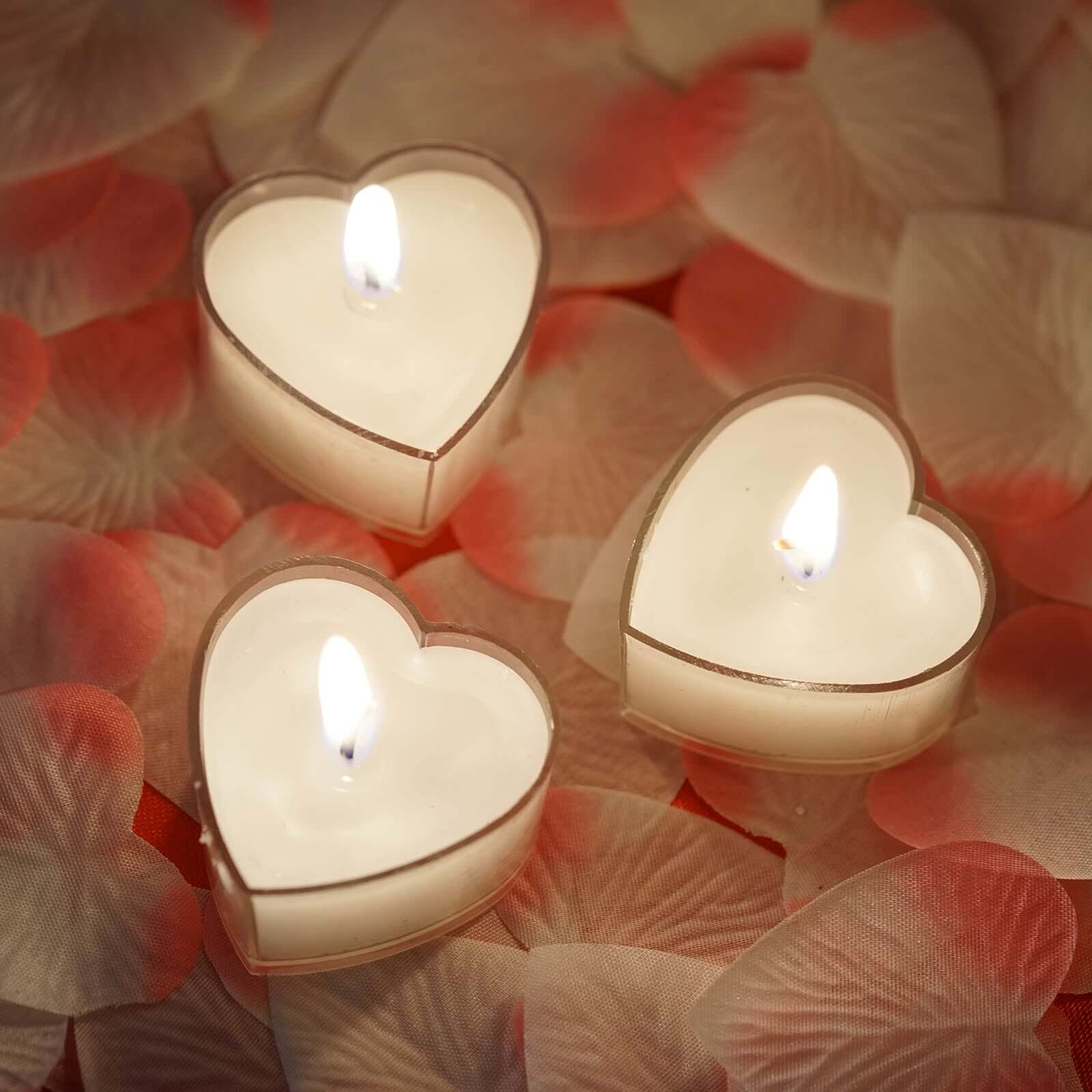 12-Pack Tealight Candles Heart Shaped Design White - Valentines Decor for Romantic Settings Mini