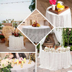 Lace 120" Round Tablecloth Ivory - Seamless Premium Design for Upscale Celebrations