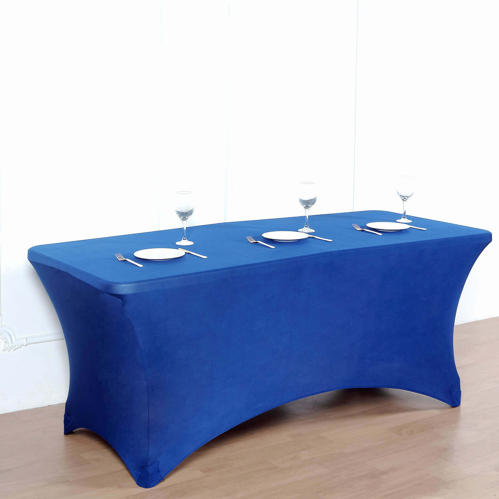 Stretch Spandex 96"x30" Rectangle Table Cover Royal Blue - Durable Form-Fitting Tablecloth