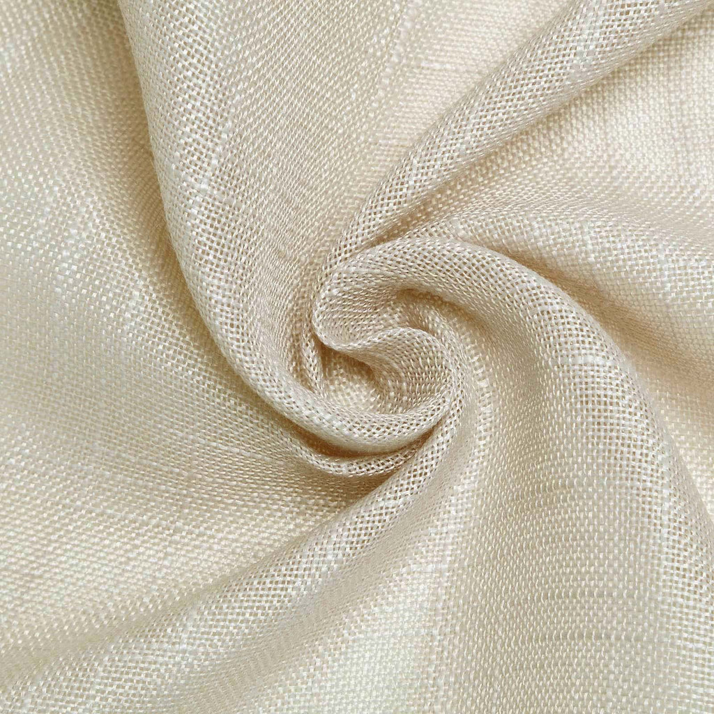 Faux Linen 120" Round Tablecloth Beige - Slubby Texture Wrinkle-Resistant Seamless Table Cover