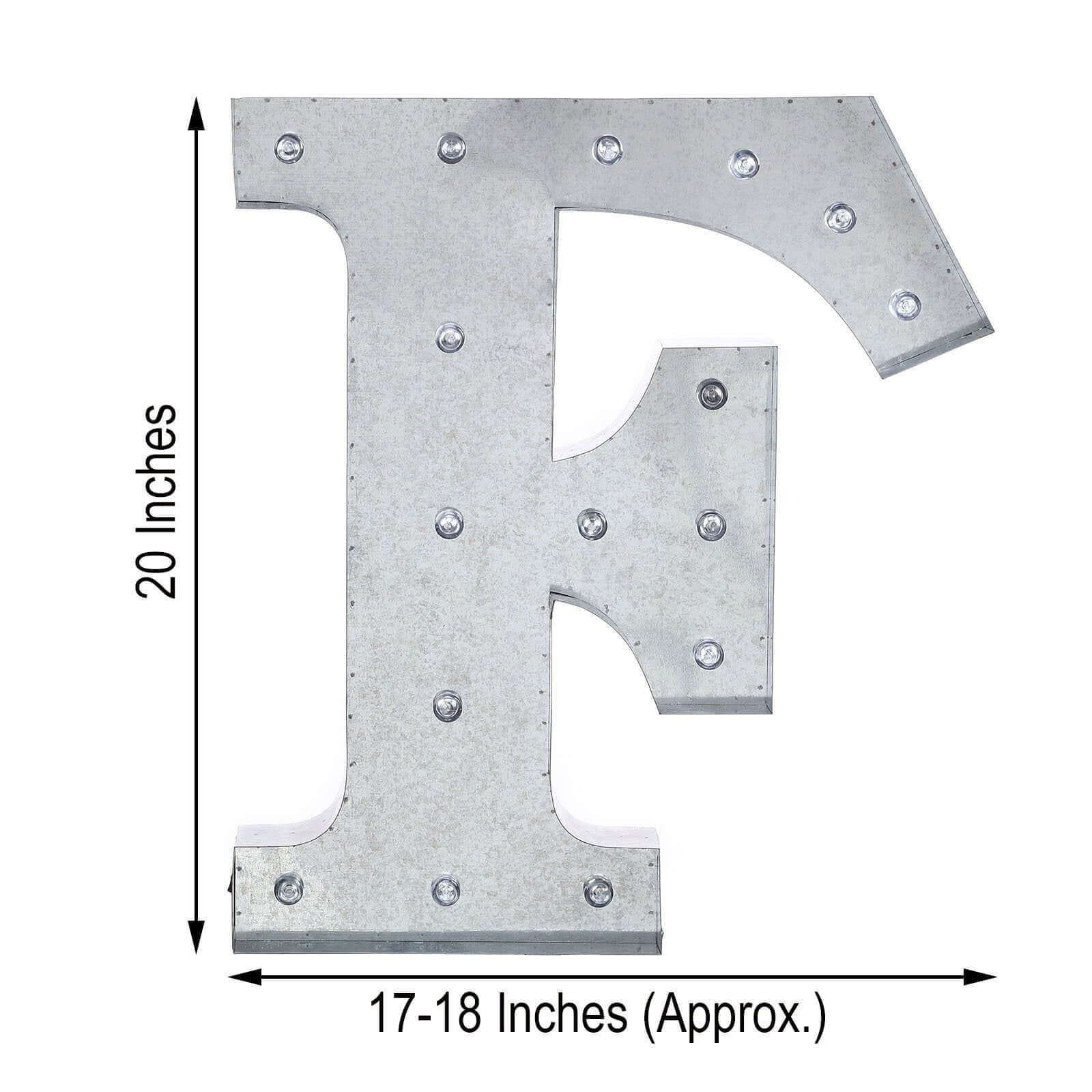 20" Vintage Galvanized Metal Marquee Letter Light Cordless With 16 Warm White LED - F