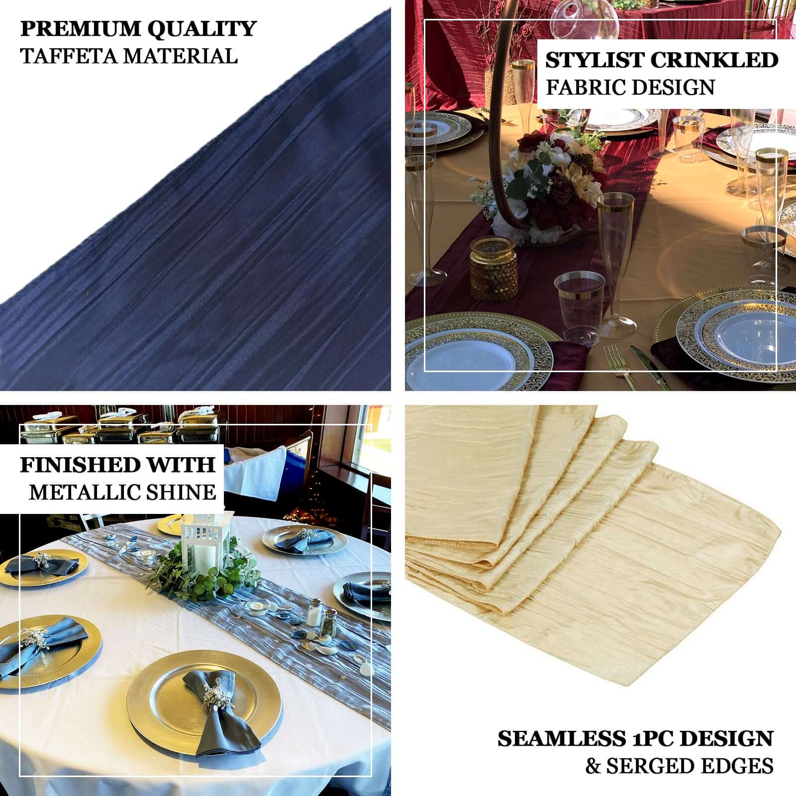 Taffeta 12"x108" Table Runner Sage Green - Accordion Crinkle Design