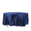 Satin 108" Round Tablecloth Navy Blue - Smooth and Lustrous Table Cover