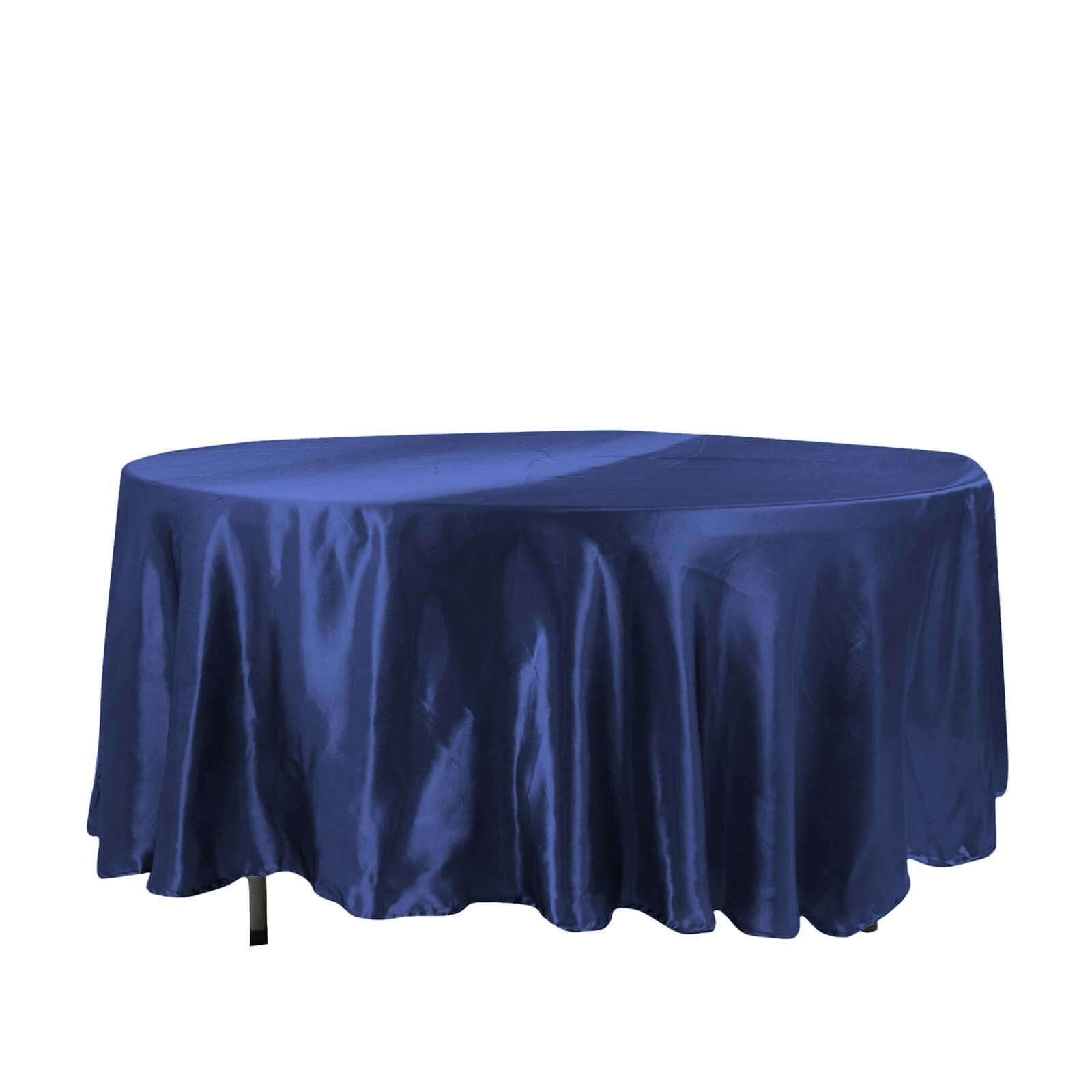 Satin 108" Round Tablecloth Navy Blue - Smooth and Lustrous Table Cover
