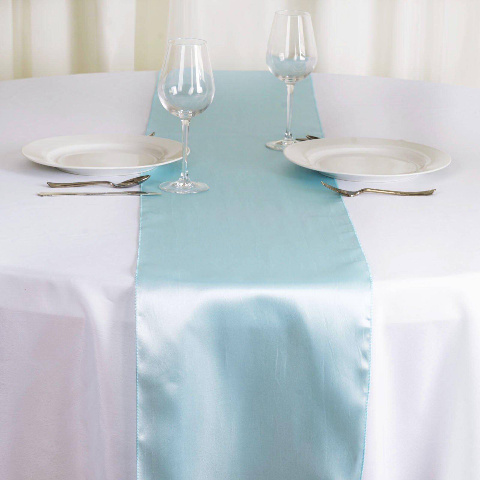 Satin 12"x108" Table Runner Light Blue - Stylish Table Linen