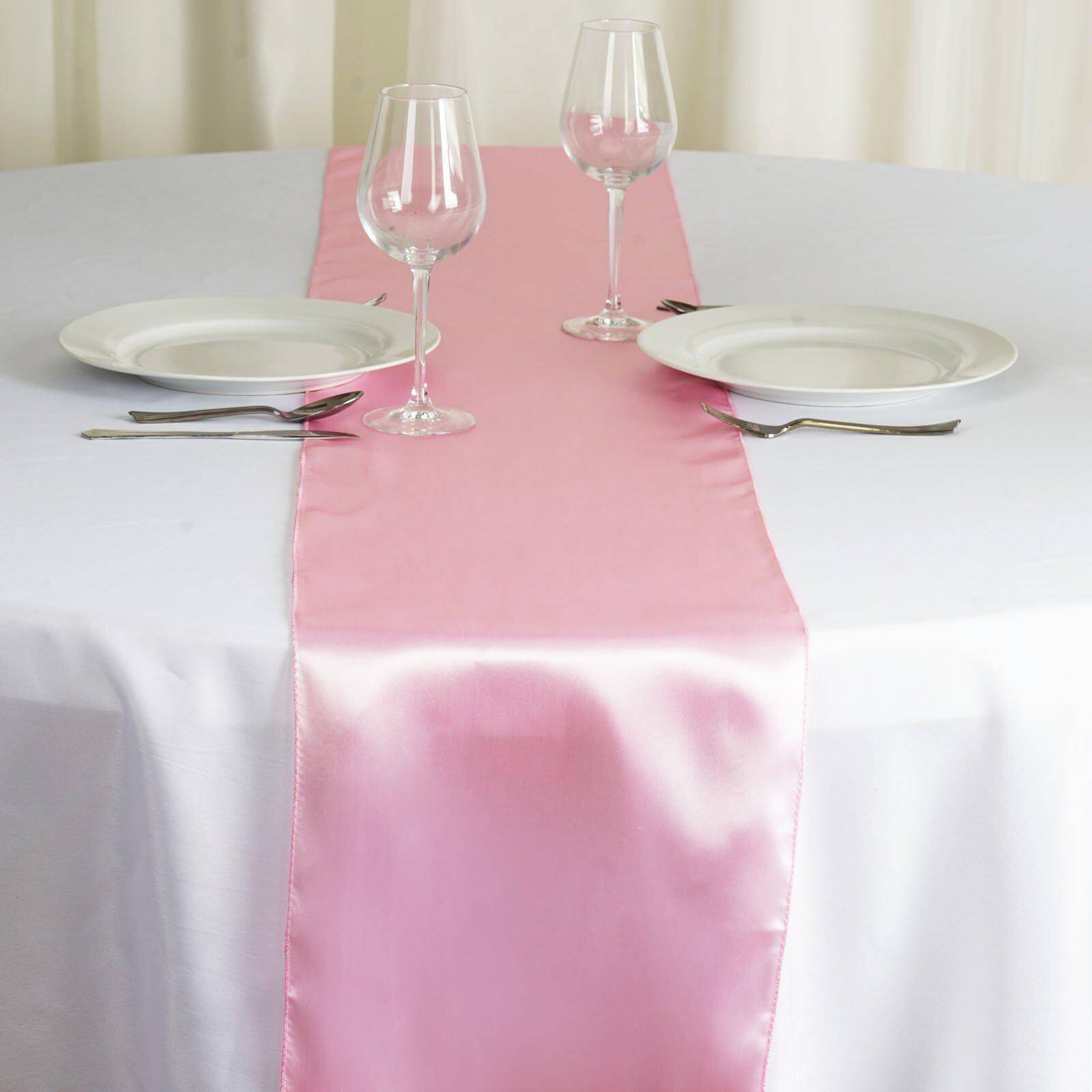 Satin 12"x108" Table Runner Pink - Stylish Table Linen