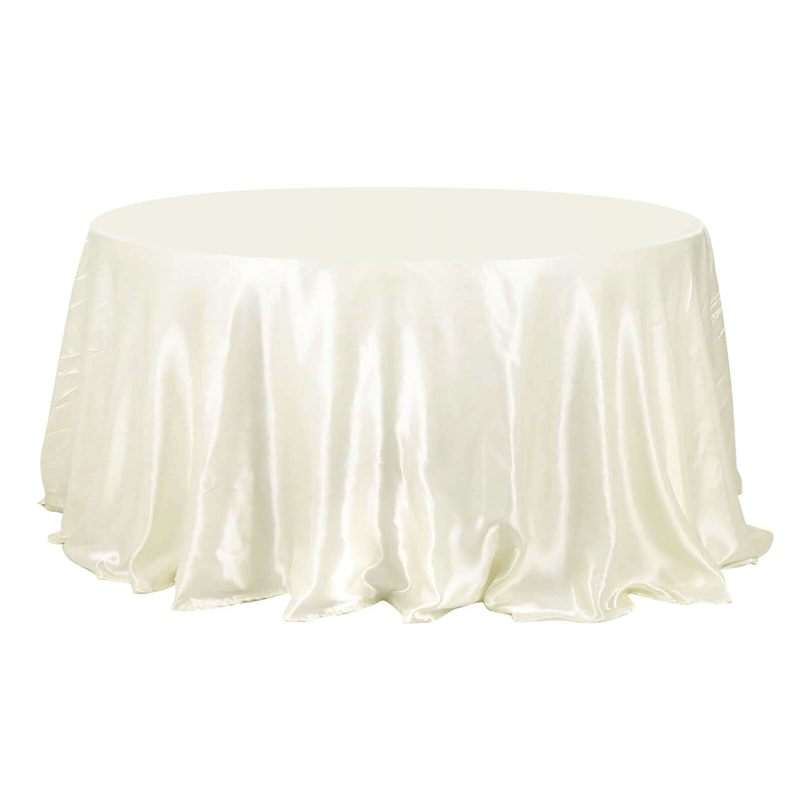 Satin 132" Round Tablecloth Ivory - Stylish Seamless Table Cover