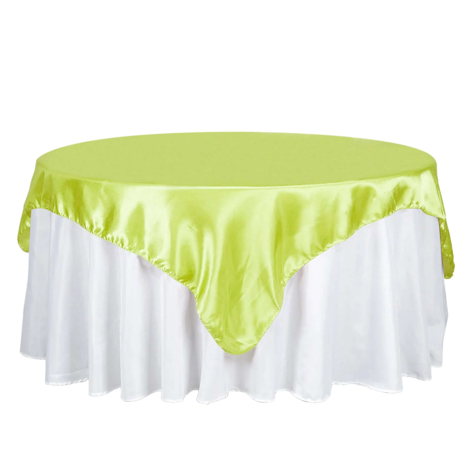 Satin 72"x72" Table Overlay Square Tablecloth Apple Green - Smooth Finish Table Cover