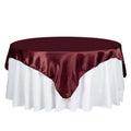 Satin 72"x72" Table Overlay Square Tablecloth Burgundy - Smooth Finish Table Cover