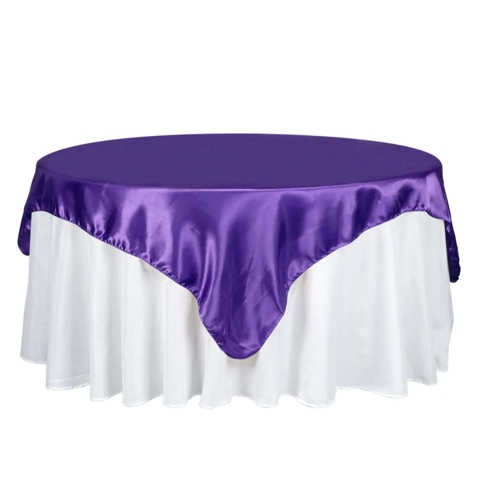 Satin 72"x72" Table Overlay Square Tablecloth Purple - Smooth Finish Table Cover
