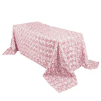Satin 90"x132" Rectangle Tablecloth Blush - Grandiose 3D Rosette Seamless Table Cover