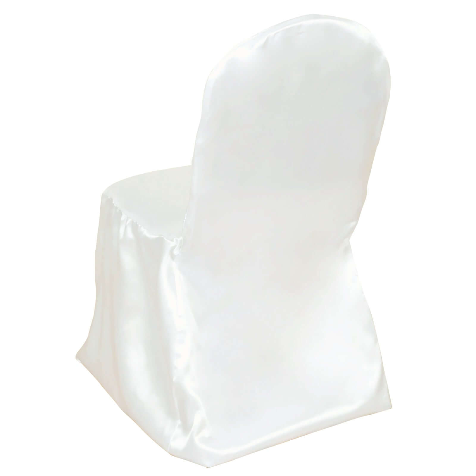 Satin Chair Covers for Banquet Chairs Ivory with Glossy Finish - Reusable Slipcovers