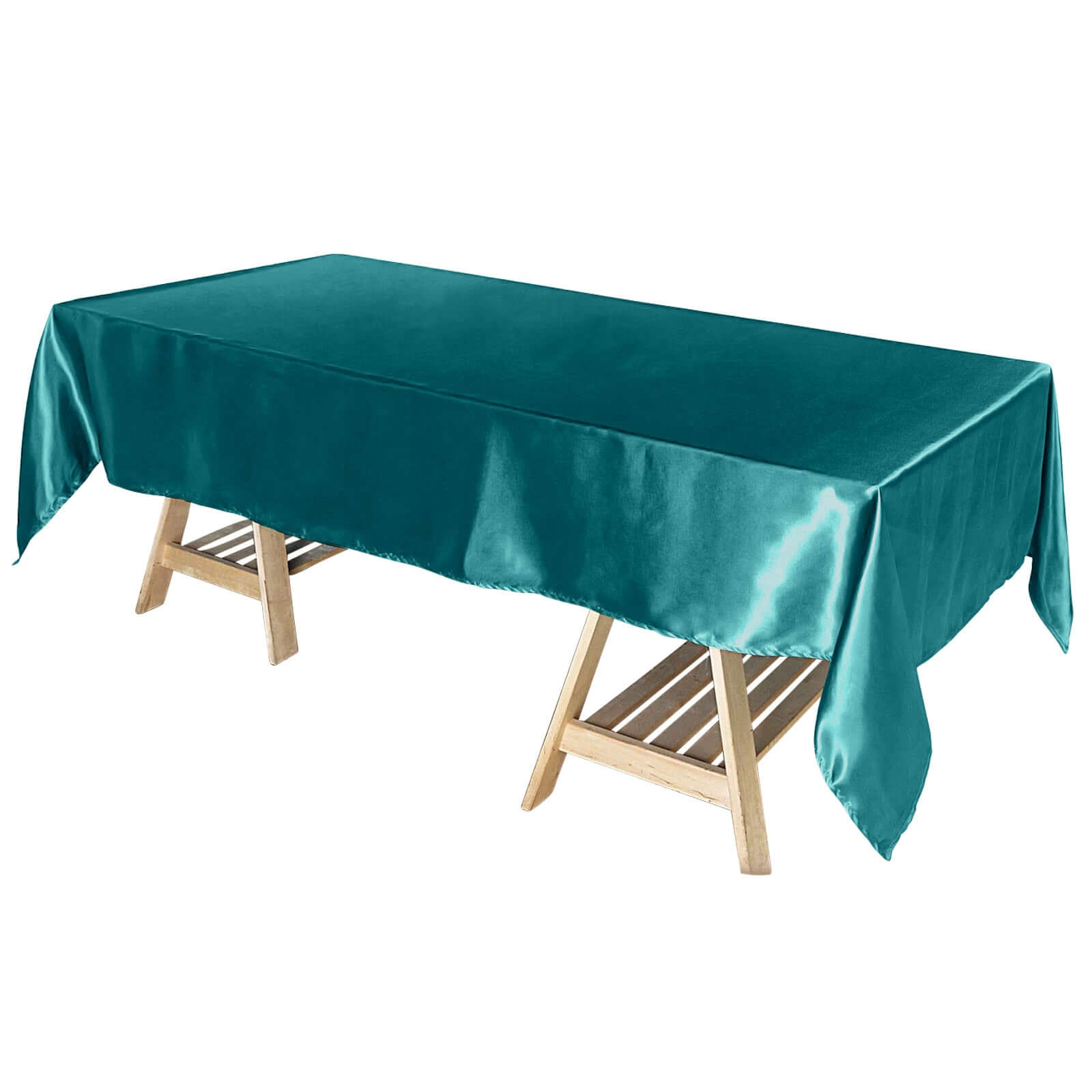 Satin Rectangular 60"x102" Tablecloth Turquoise - Smooth and Lustrous Table Cover