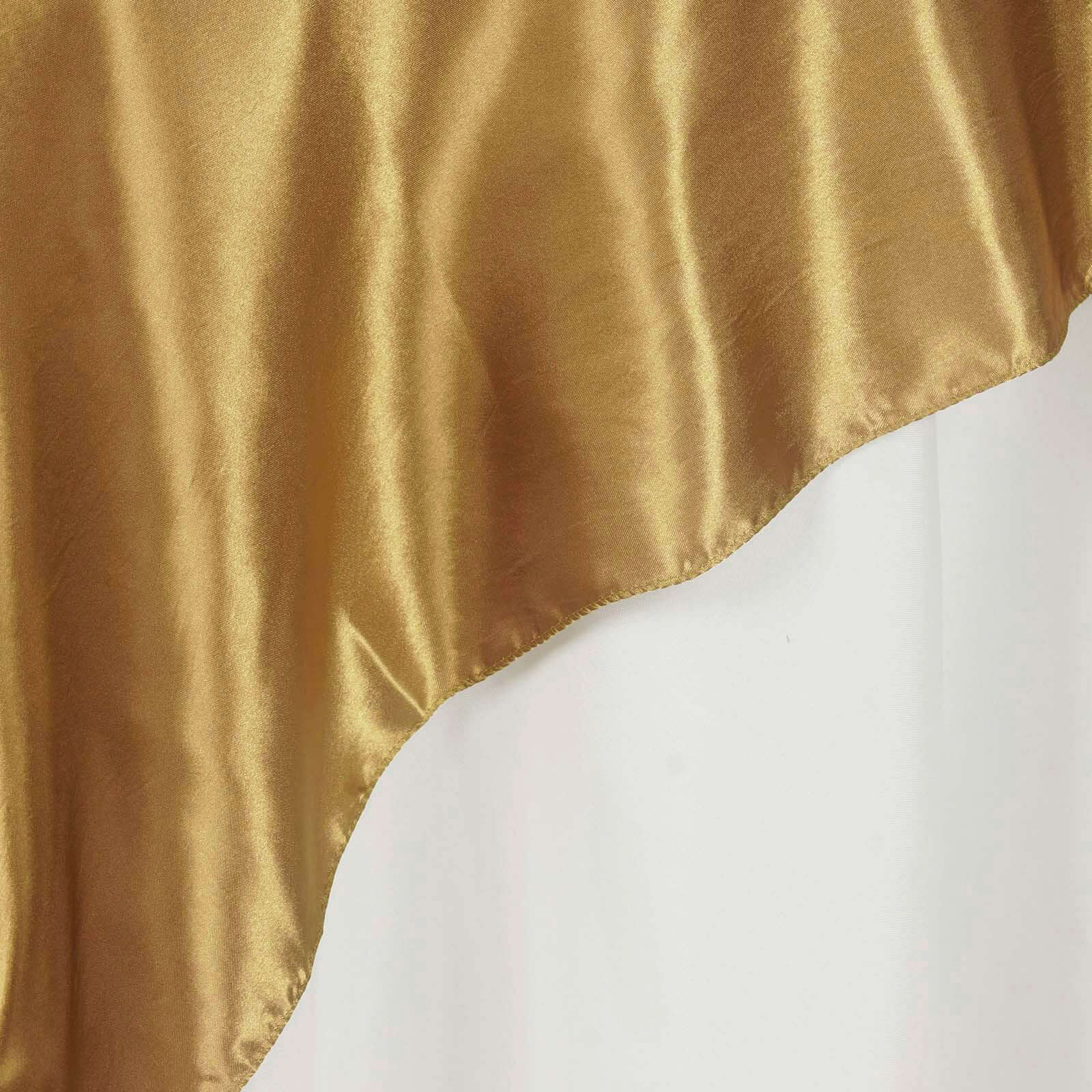Satin 72"x72" Table Overlay Square Tablecloth Gold - Smooth Finish for Luxurious Events