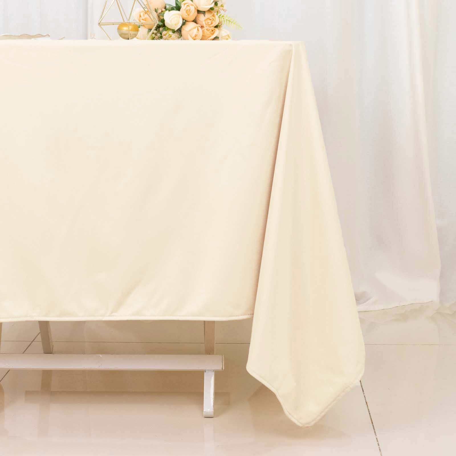 Scuba 70"x70" Table Overlay Square Tablecloth Beige - Wrinkle Free & Stain Resistant Table Cover - Bell Racket Store