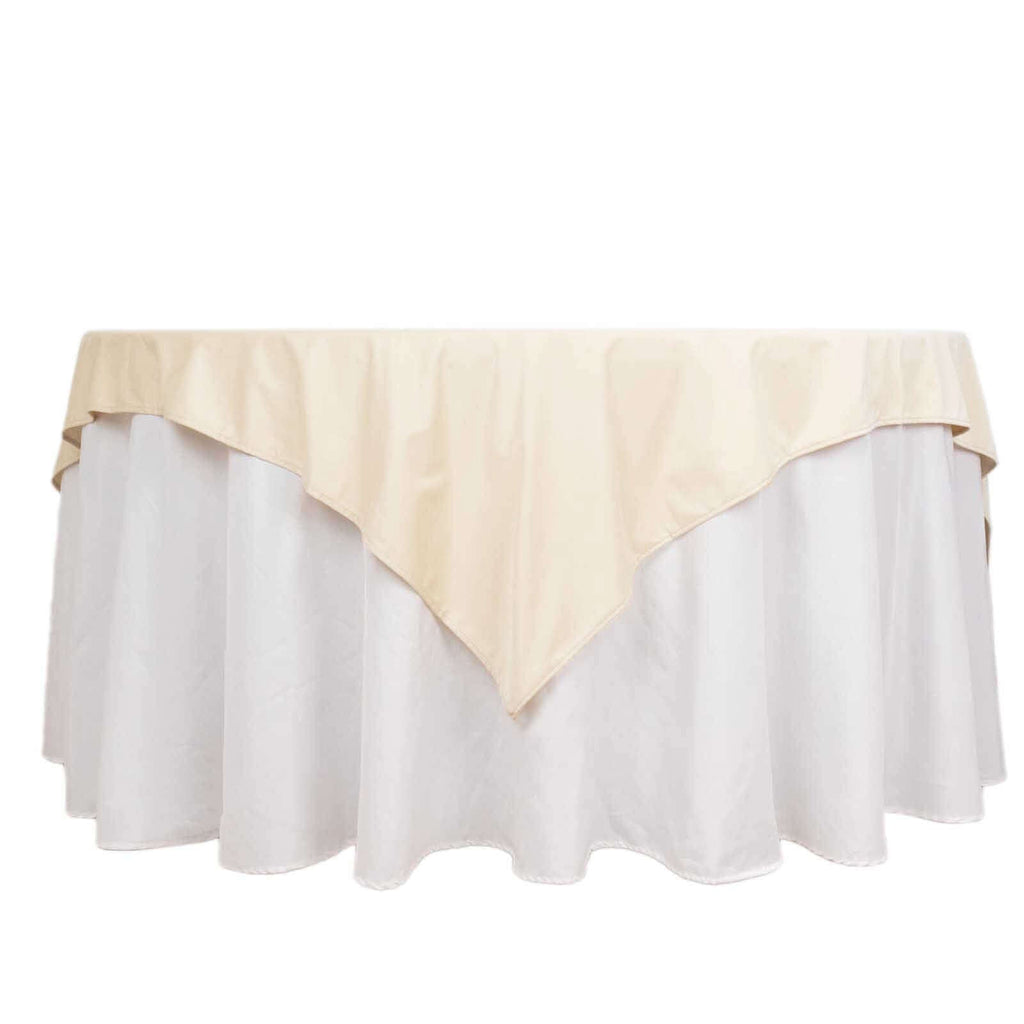 Scuba 70"x70" Table Overlay Square Tablecloth Beige - Wrinkle Free & Stain Resistant Table Cover - Bell Racket Store