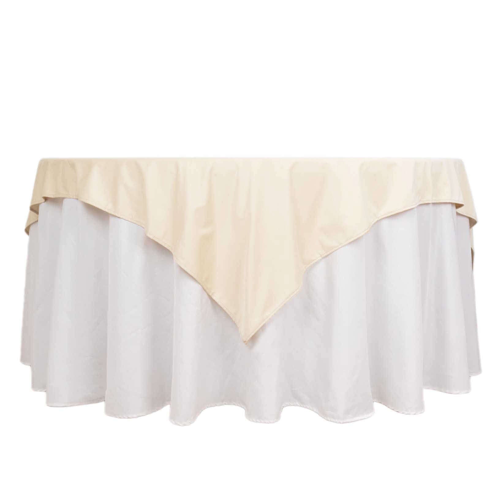 Scuba 70"x70" Table Overlay Square Tablecloth Beige - Wrinkle Free & Stain Resistant Table Cover - Bell Racket Store