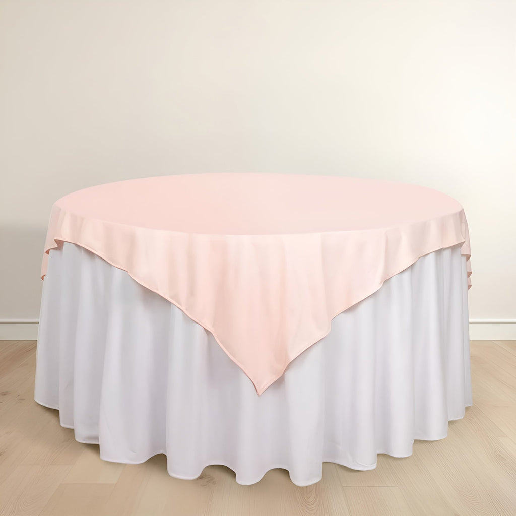 Scuba 70"x70" Table Overlay Square Tablecloth Blush - Wrinkle Free & Stain Resistant Table Cover - Bell Racket Store
