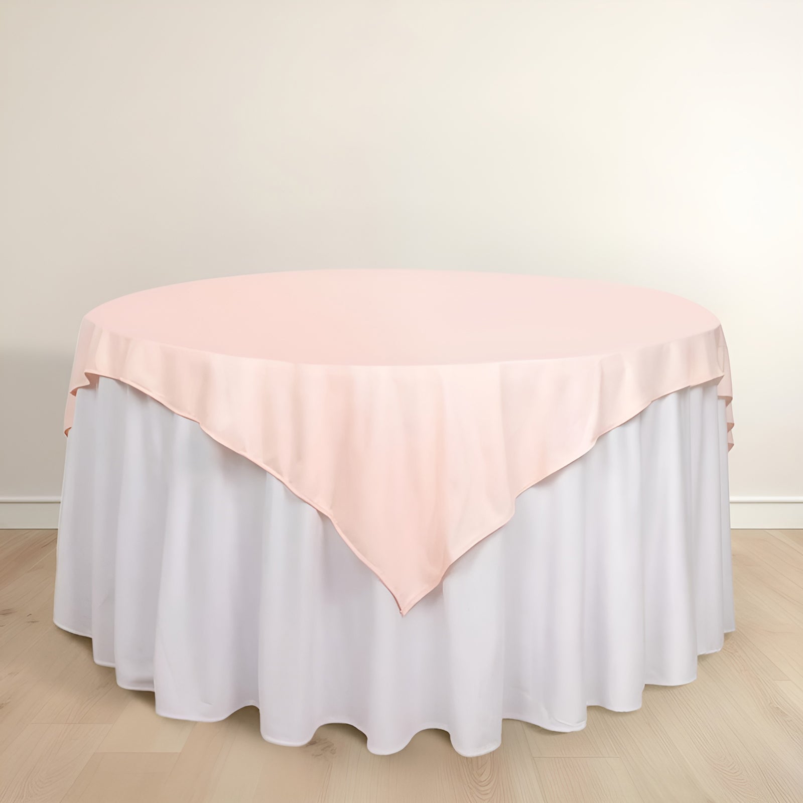 Scuba 70"x70" Table Overlay Square Tablecloth Blush - Wrinkle Free & Stain Resistant Table Cover - Bell Racket Store