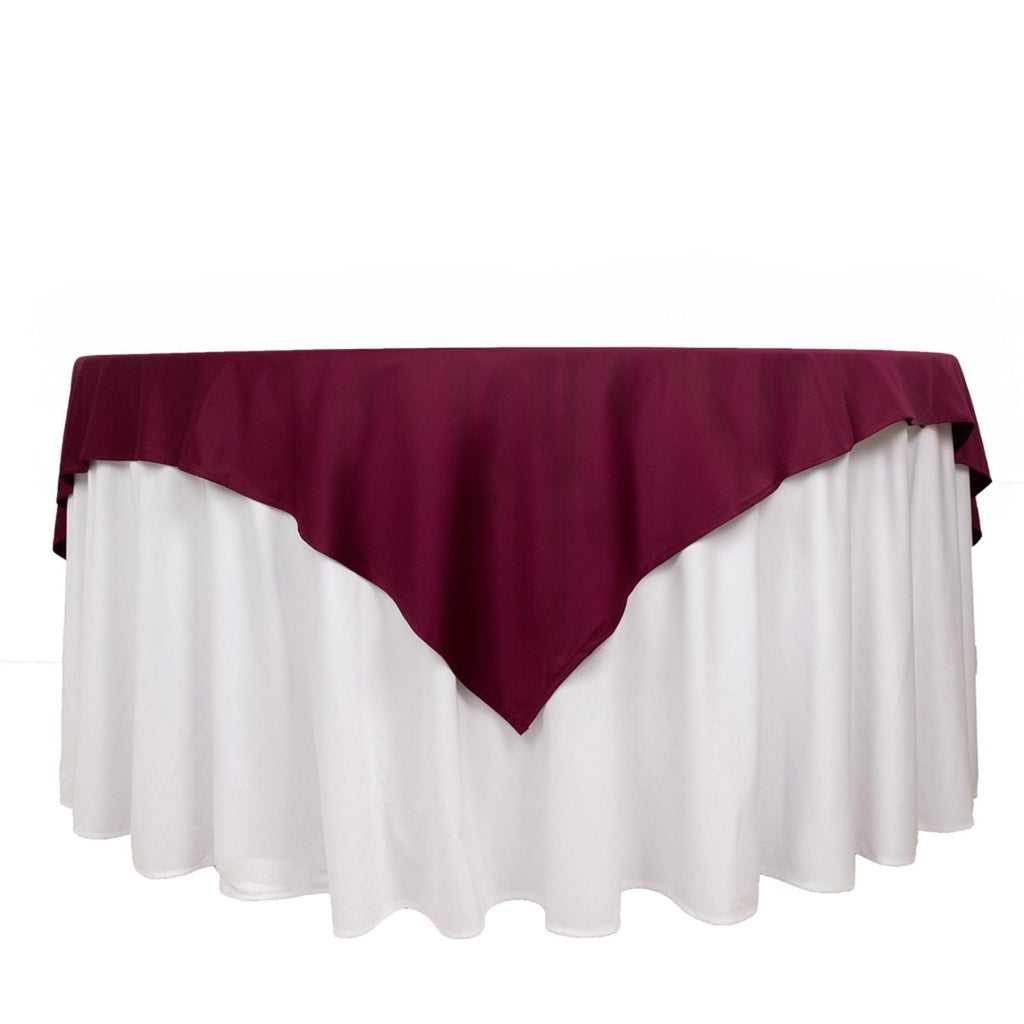 Scuba 70"x70" Table Overlay Square Tablecloth Burgundy - Wrinkle Free & Stain Resistant Table Cover - Bell Racket Store