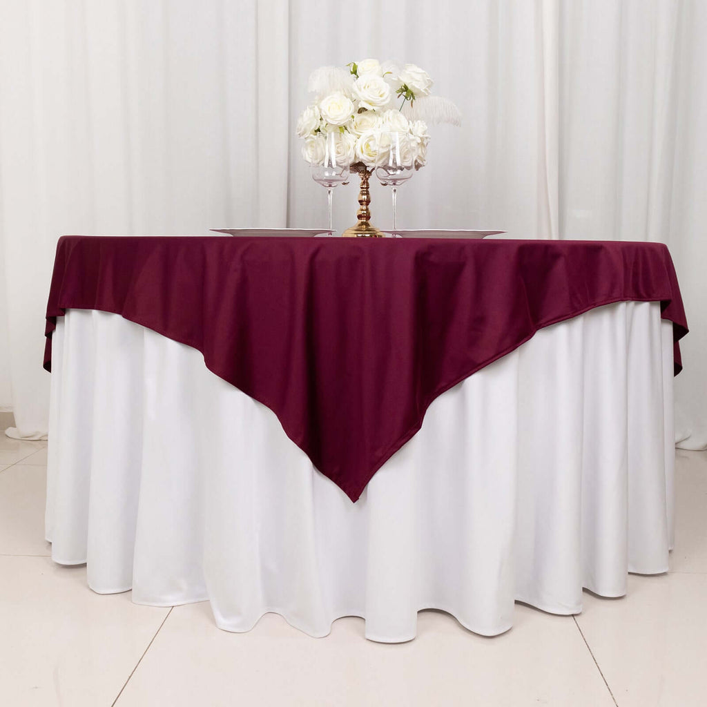 Scuba 70"x70" Table Overlay Square Tablecloth Burgundy - Wrinkle Free & Stain Resistant Table Cover - Bell Racket Store