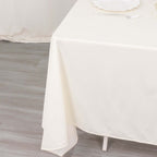 Scuba 70"x70" Table Overlay Square Tablecloth Ivory - Wrinkle Free & Stain Resistant Table Cover - Bell Racket Store