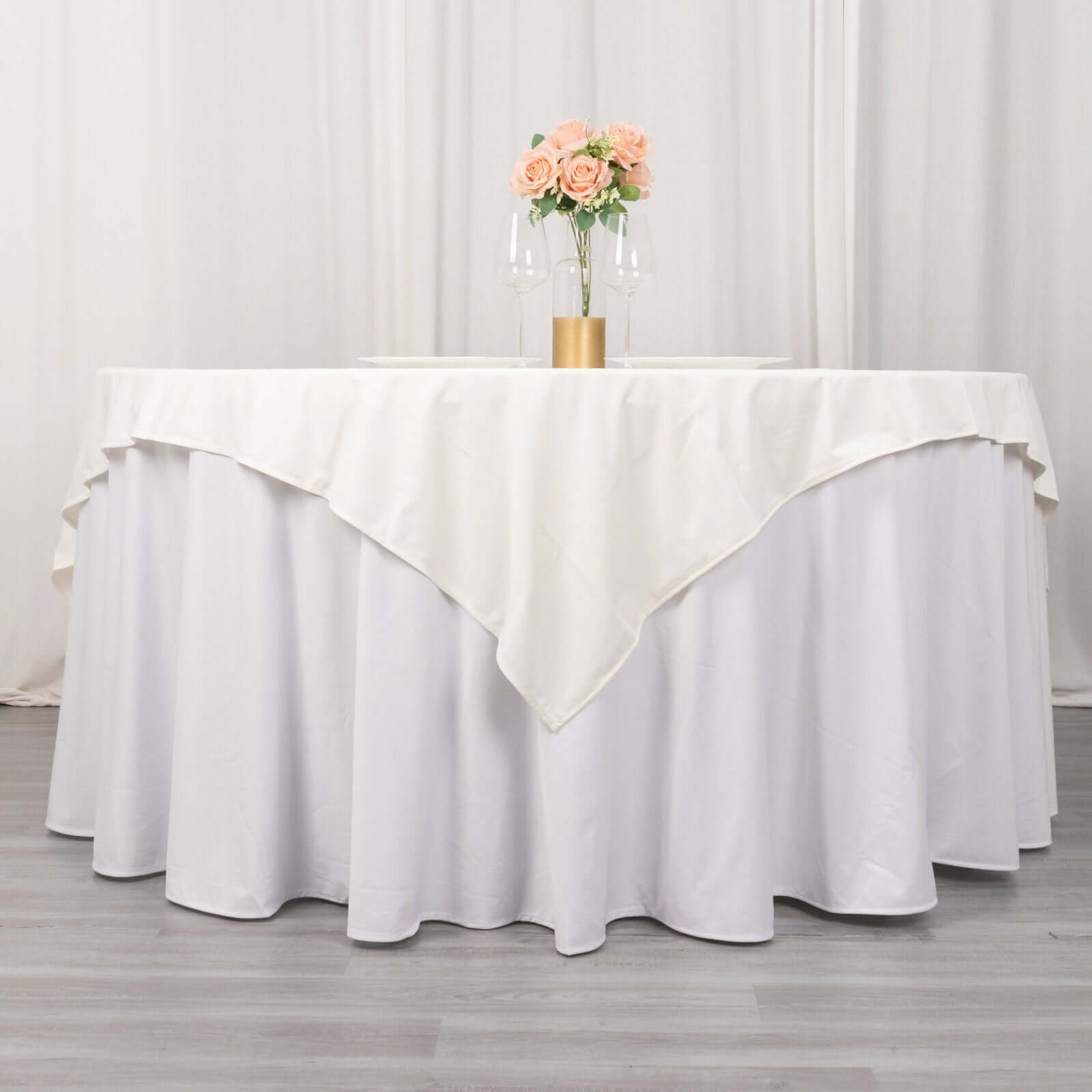 Scuba 70"x70" Table Overlay Square Tablecloth Ivory - Wrinkle Free & Stain Resistant Table Cover - Bell Racket Store