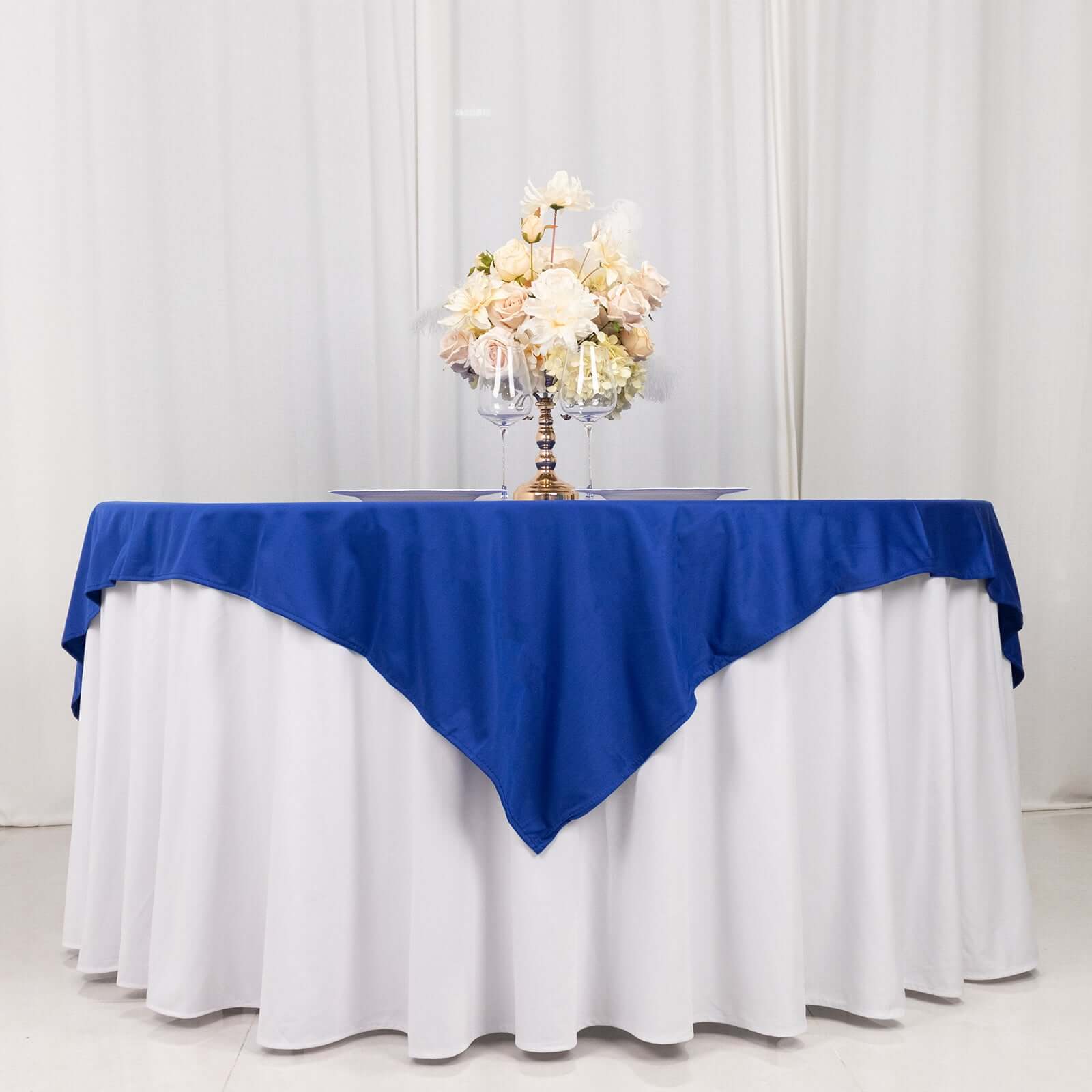 Scuba 70"x70" Table Overlay Square Tablecloth Royal Blue - Wrinkle Free & Stain Resistant Table Cover - Bell Racket Store