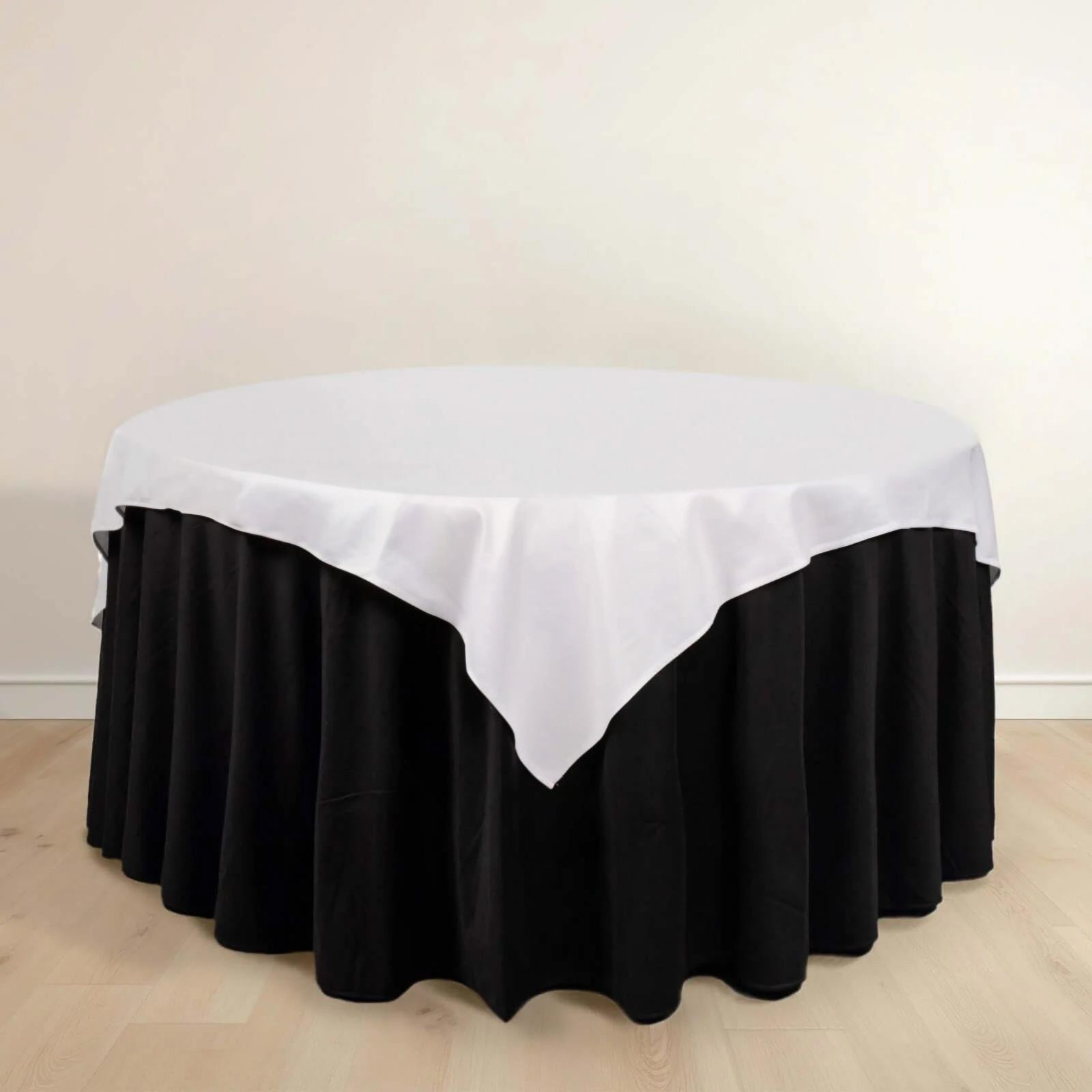 Scuba 70"x70" Table Overlay Square Tablecloth White - Wrinkle Free & Stain Resistant Table Cover for Weddings and Banquets - Bell Racket Store