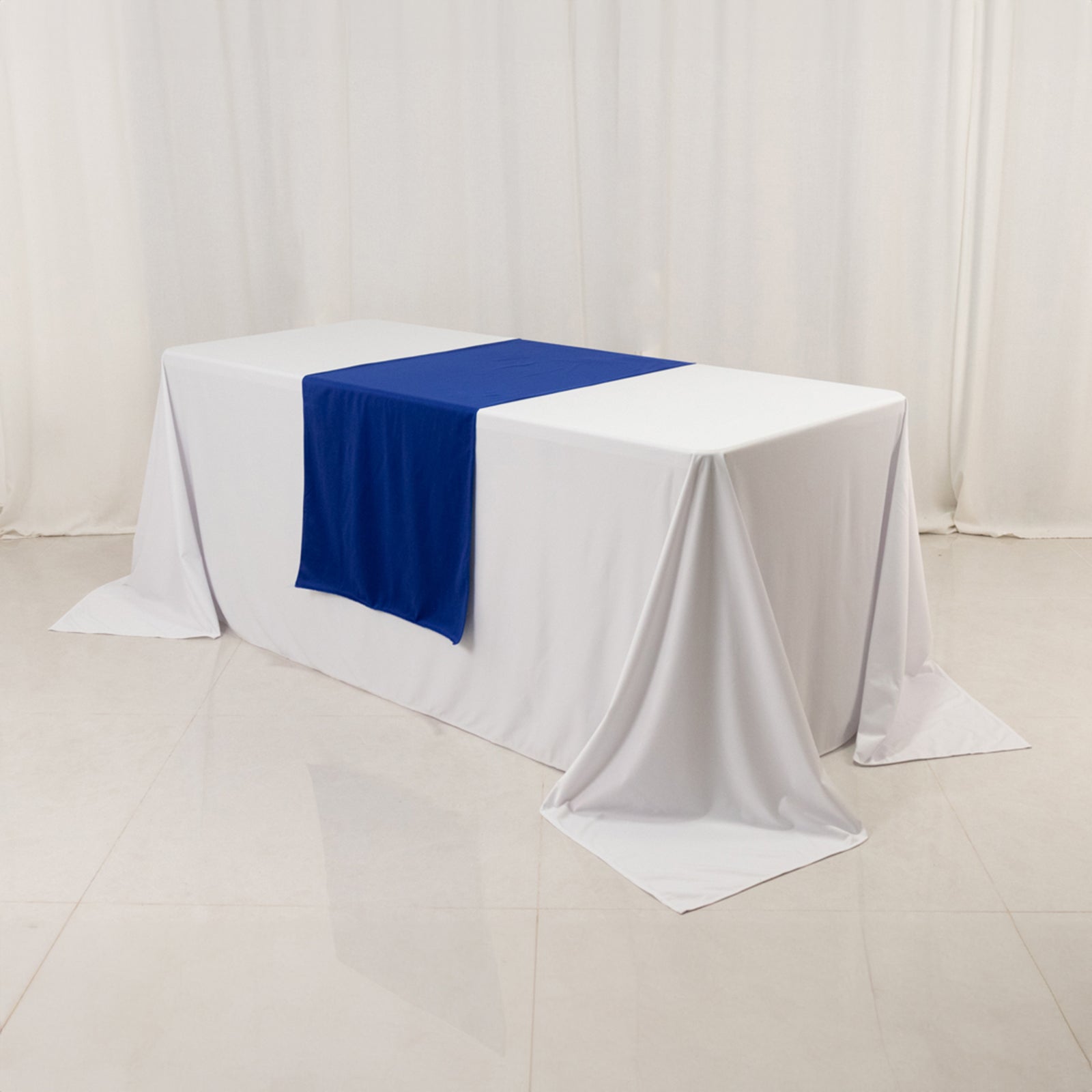 Scuba Polyester 24"x72" Wide Table Runner Royal Blue - Wrinkle - Free Table Linen - Bell Racket Store