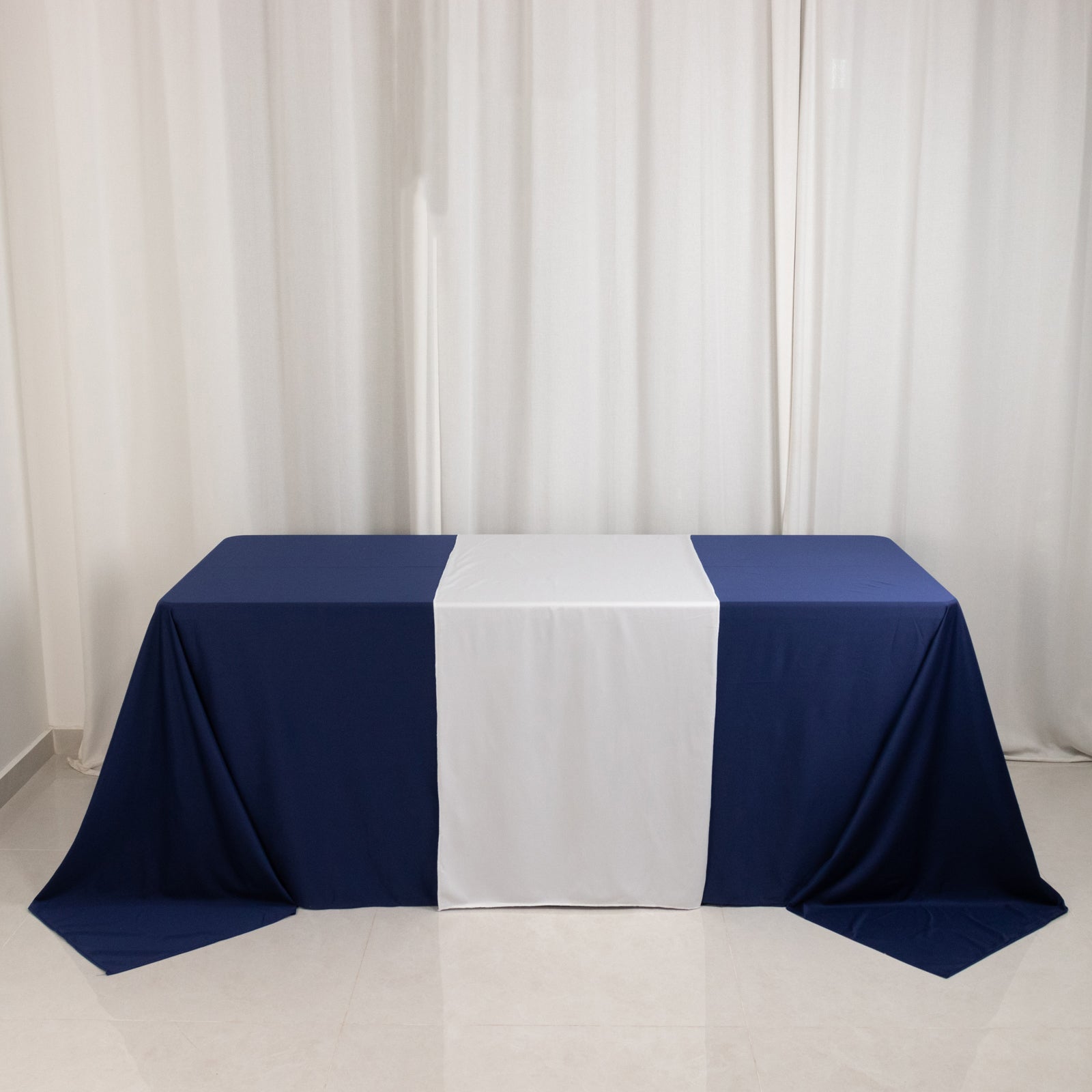 Scuba Polyester 24"x72" Wide Table Runner White - Wrinkle - Free Trade Show & Event Table Linen - Bell Racket Store