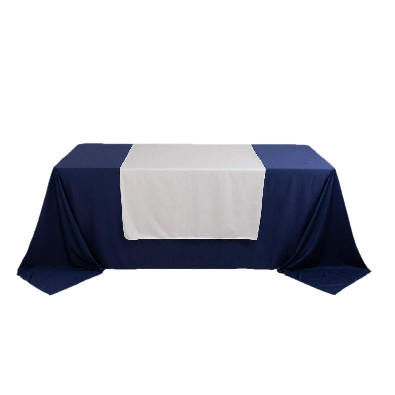 Scuba Polyester 36"x72" Wide Table Runner White - Wrinkle - Free Trade Show Table Linen for Events & Exhibits - Bell Racket Store