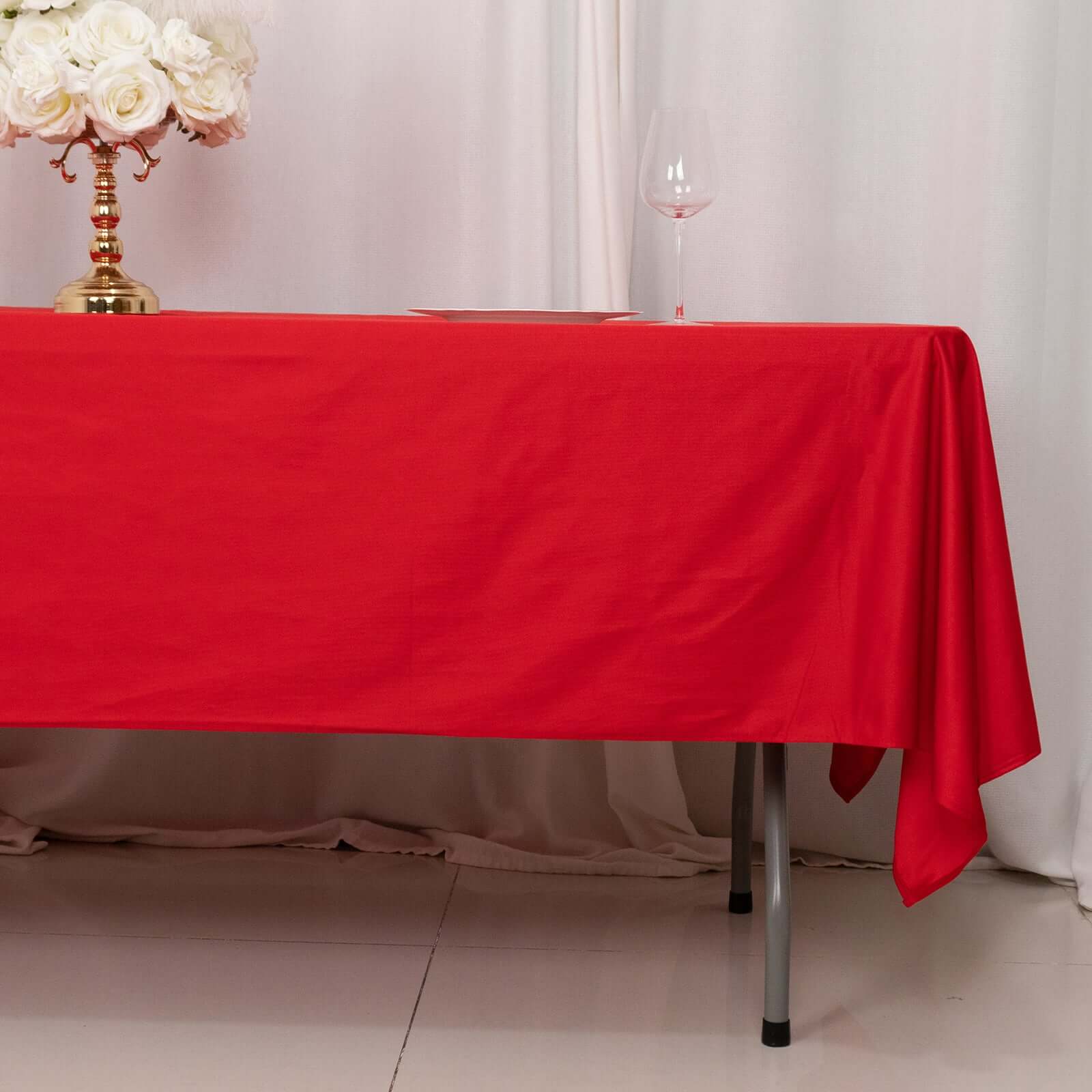 Scuba Rectangular 60"x102" Tablecloth Red - Wrinkle Free & Stain Resistant Table Cover - Bell Racket Store