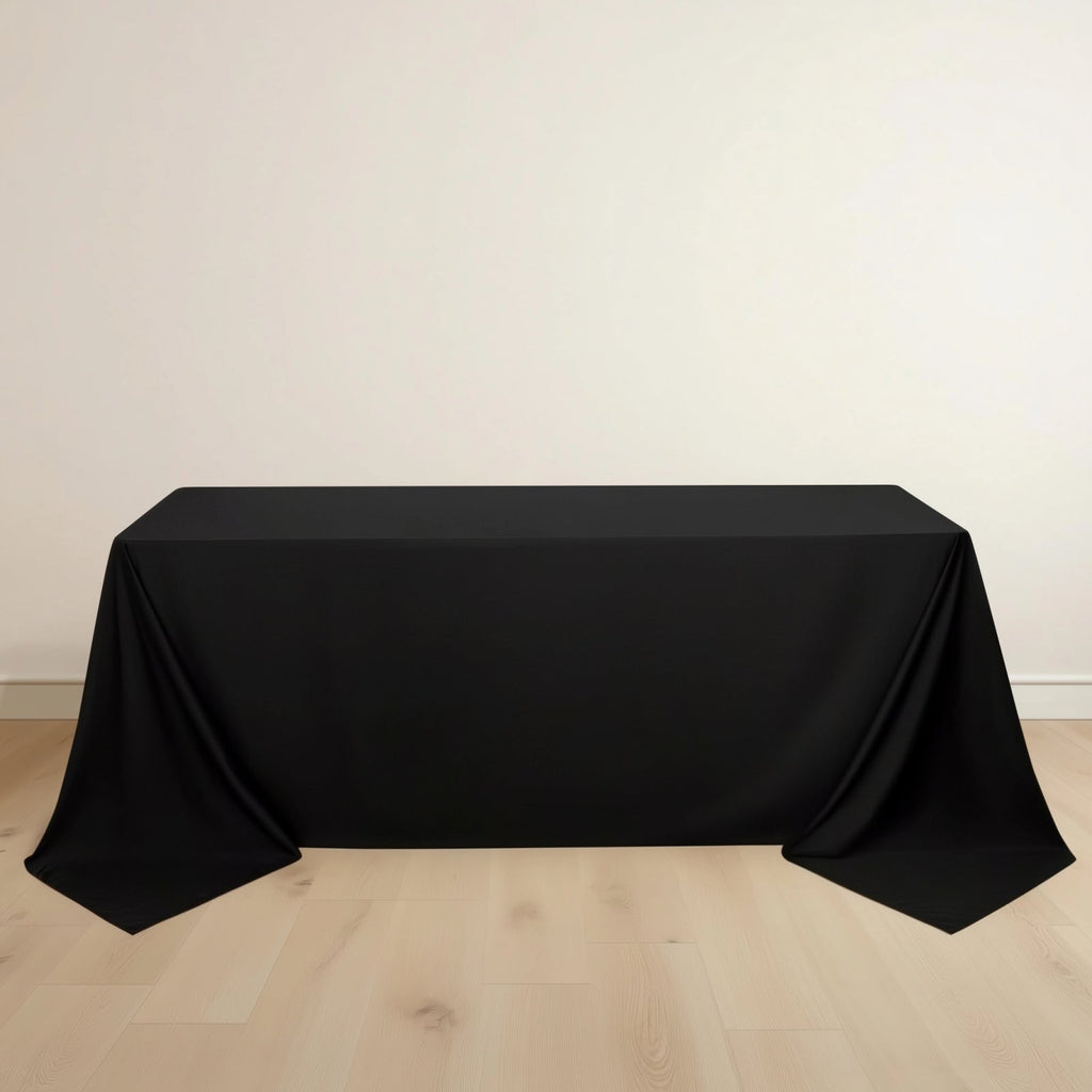 Scuba Rectangular 90"x132" Tablecloth Black - Wrinkle Free, Stain Resistant & Seamless Table Cover for Weddings and Parties - Bell Racket Store