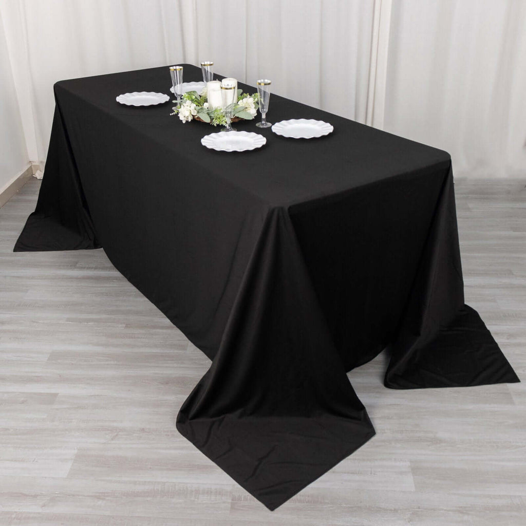 Scuba Rectangular 90"x132" Tablecloth Black - Wrinkle Free, Stain Resistant & Seamless Table Cover for Weddings and Parties - Bell Racket Store