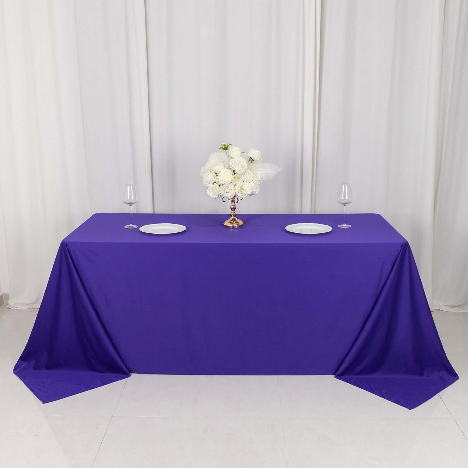 Scuba Rectangular 90"x132" Tablecloth Purple - Wrinkle Free, Stain Resistant & Seamless Table Cover - Bell Racket Store